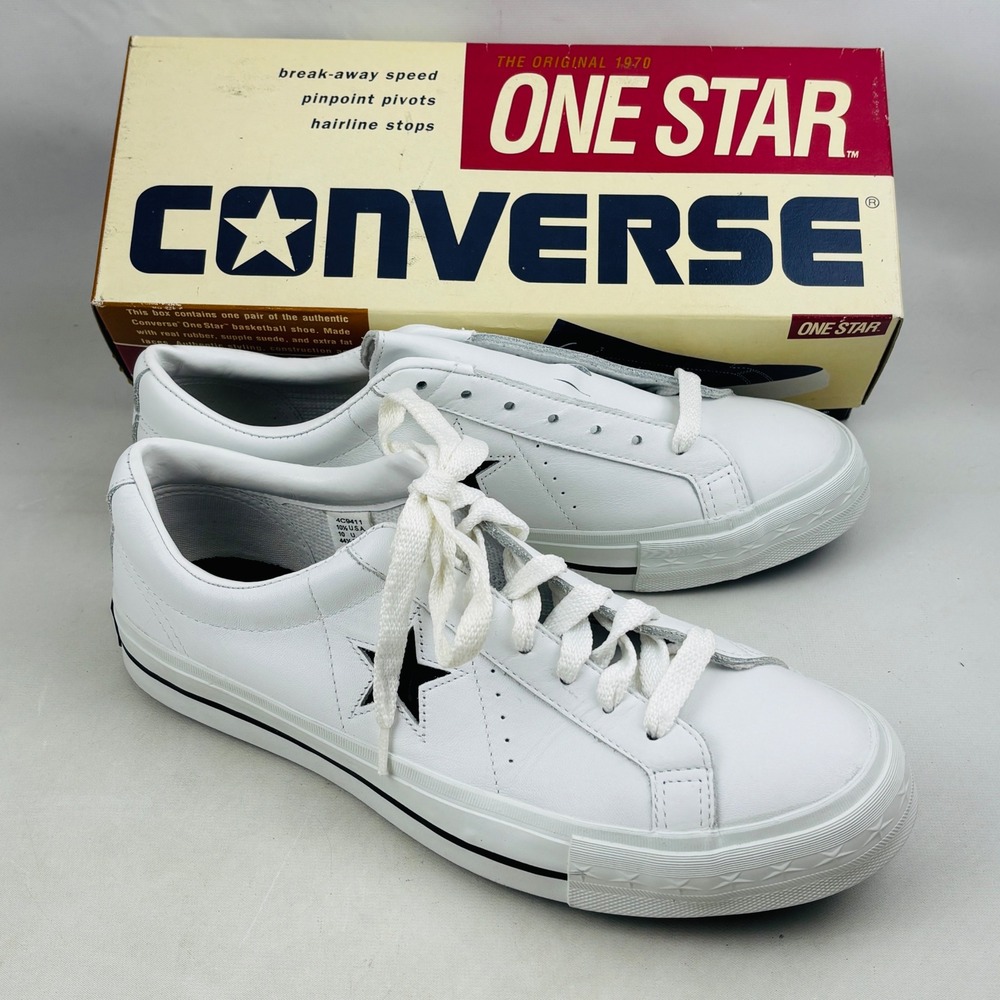 Vintage Converse One Star Ox Low Top Sneakers Mens 10.5 White Leather Oxford Box